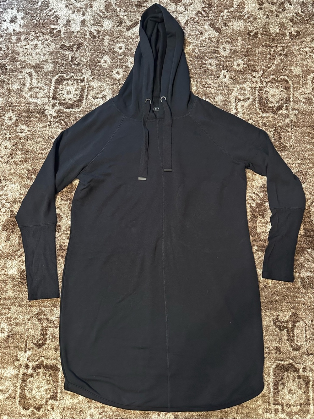 Women’s Athleta Black Solitude Hooded Sweatshirt Dress - Size Large